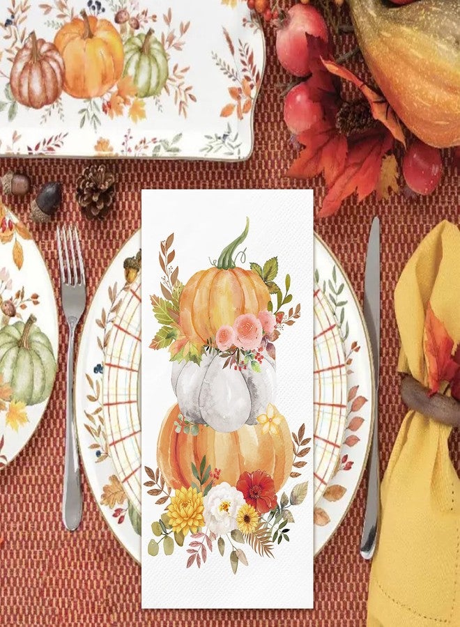 IANFEPH 100 Pcs Fall Pumpkin Paper Napkins 3-Ply Disposable Guest Hand Towels Thanksgiving Decorative Dinner Napkins for Home Autumn Holiday Party - Image 4